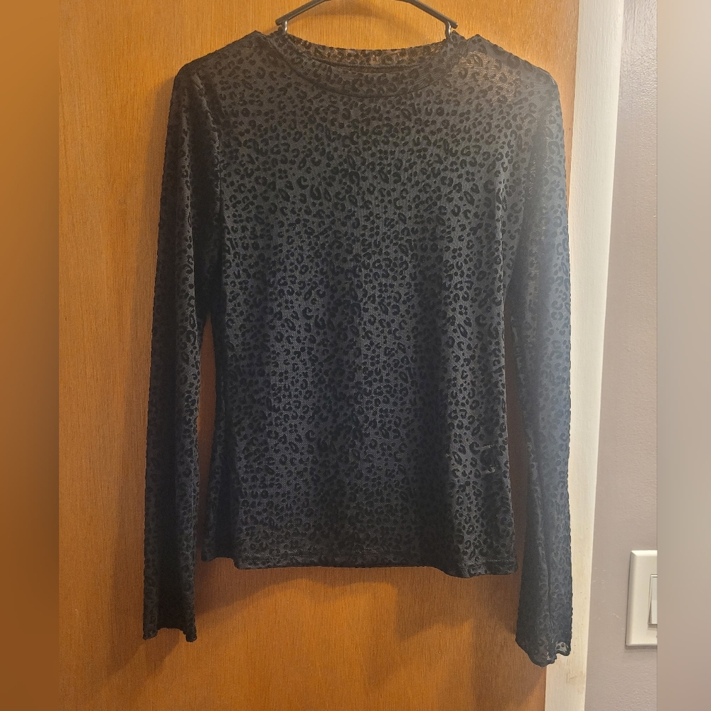Leopard Print Sheer Blouse NWOT